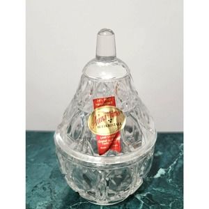 Anna Hutte Bleikristall Trinket Box 24% Lead Crystal Glass Pear Shaped Germany